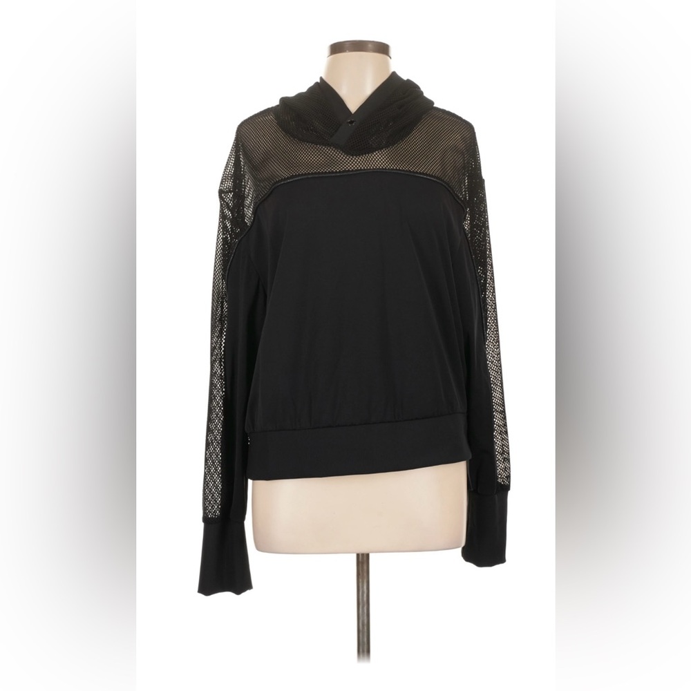 ZYIA Black Mesh Hoodie Sweatshirt